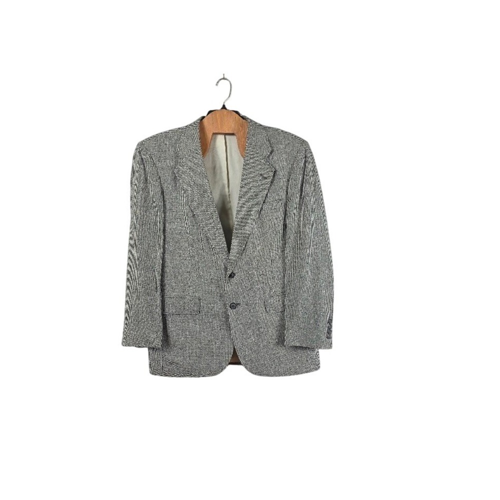 Davis &‎ Squire Blazer Mens 40R Black White Silk Houndstooth Sport Coat Jacket